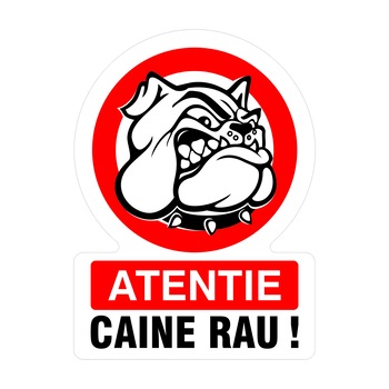 Indicator Atentie Caine Rau (bulldog), stantat, 20x30cm Indicator Atentie Caine Rau (bulldog), stantat, 20x30cm