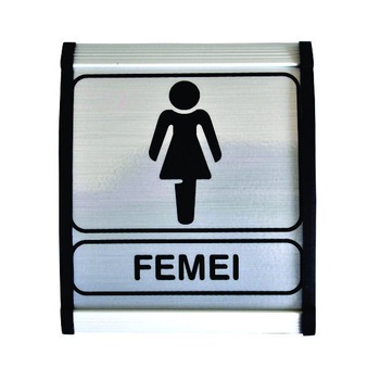 Indicator aluminiu Toaleta femei, 12x10cm Indicator aluminiu Toaleta femei, 12x10cm