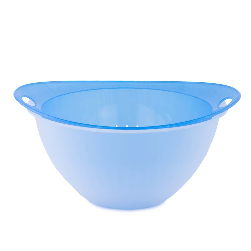 Set strecuratoare cu bol, transparent-albastru, din plastic