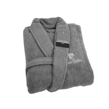 Halat de baie Pierre Cardin, bumbac 100% , culoare gri, marime M-L Halat de baie Pierre Cardin, bumbac 100% , culoare gri, marime M-L