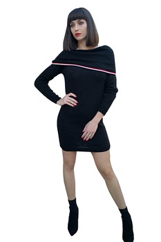 Rochie dama tricotata zenda, Negru, S-M Rochie dama tricotata zenda, Negru, S-M