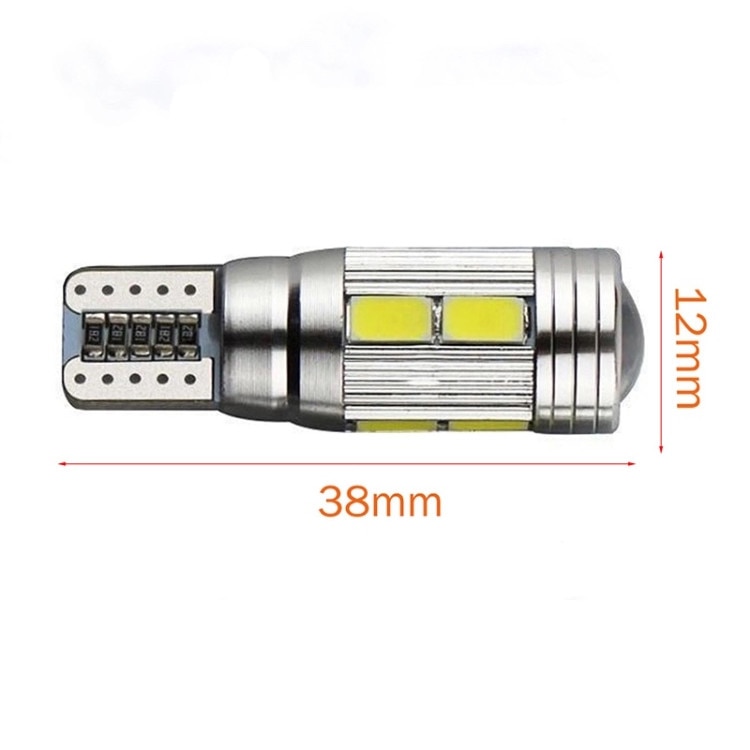 LED autó helyzetjelző lámpa T10 w5w - 10 LED CanBus nagyítóval, 6000k  tiszta fehér - 2022-es modell 
