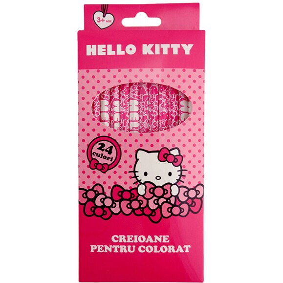Set 24 creioane colorate Hello Kitty