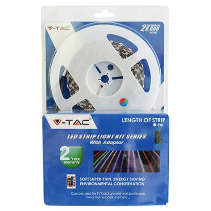 Комплект светодиодни ленти, SMD5050, RGB, 60LED/M, IP20, 5M, Трансформатор, Контролер с дистанционно