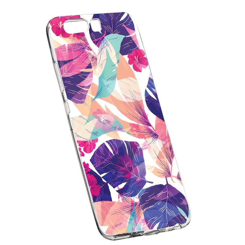 Husa Silicon, Transparent, Slim, Flori Tropicale, Huawei HONOR 9