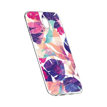 Husa Silicon, Transparent, Slim, Flori Tropicale, Samsung Galaxy J3 2017 Husa Silicon, Transparent, Slim, Flori Tropicale, Samsung Galaxy J3 2017