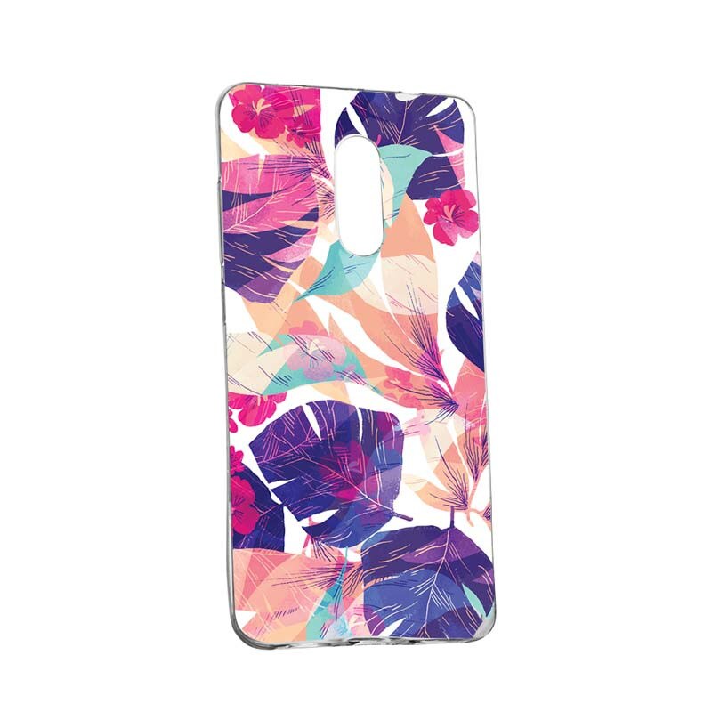 Husa Silicon, Transparent, Slim, Flori Tropicale, Nokia 7