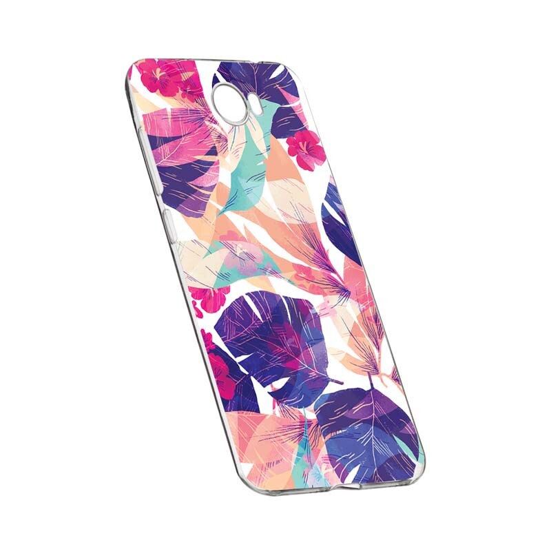 Husa Silicon, Transparent, Slim, Flori Tropicale, Huawei Y7 / Enjoy 7 Plus / Nova Lite Plus 2017