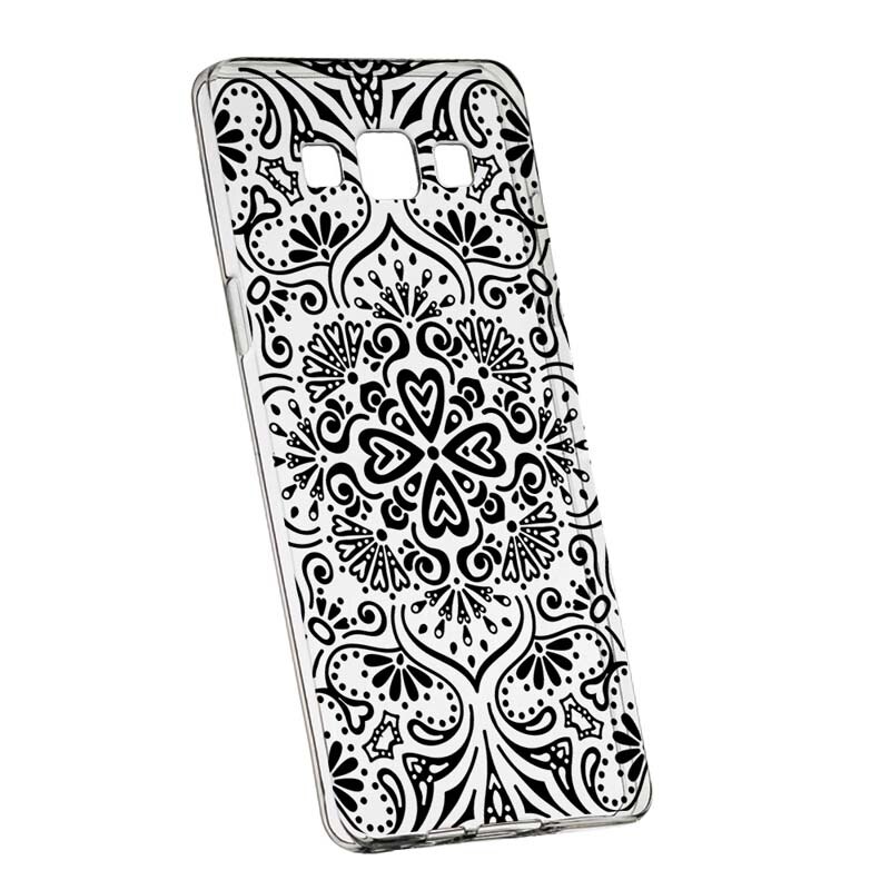 Husa Silicon, Transparent, Slim, Nonfigurativ Black, Samsung Galaxy J3 2016
