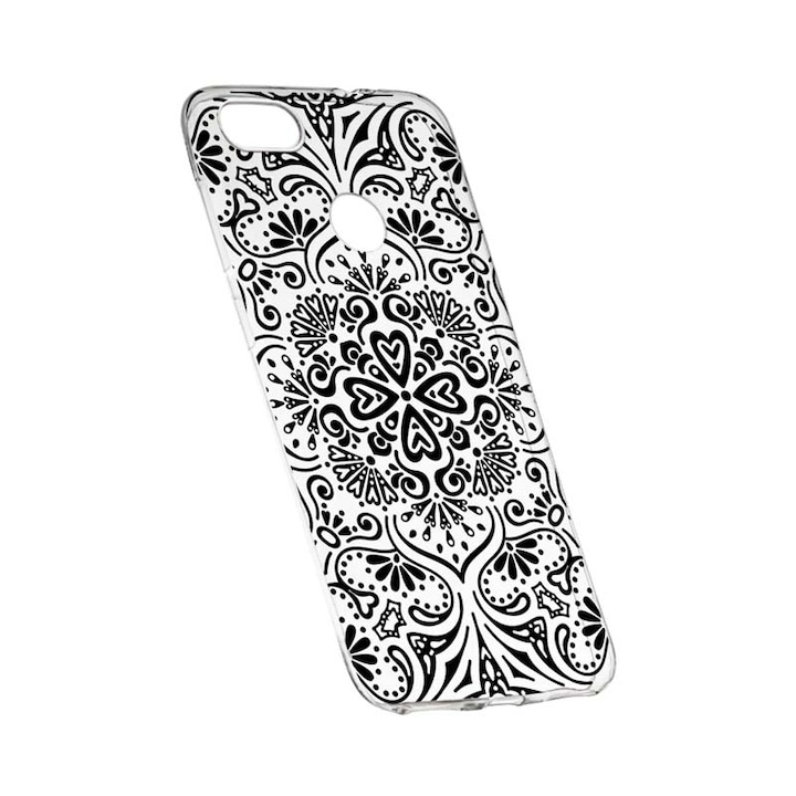 Силиконов калъф, прозрачен, тънък, нефигуративен черен, HTC Desire 12 Plus