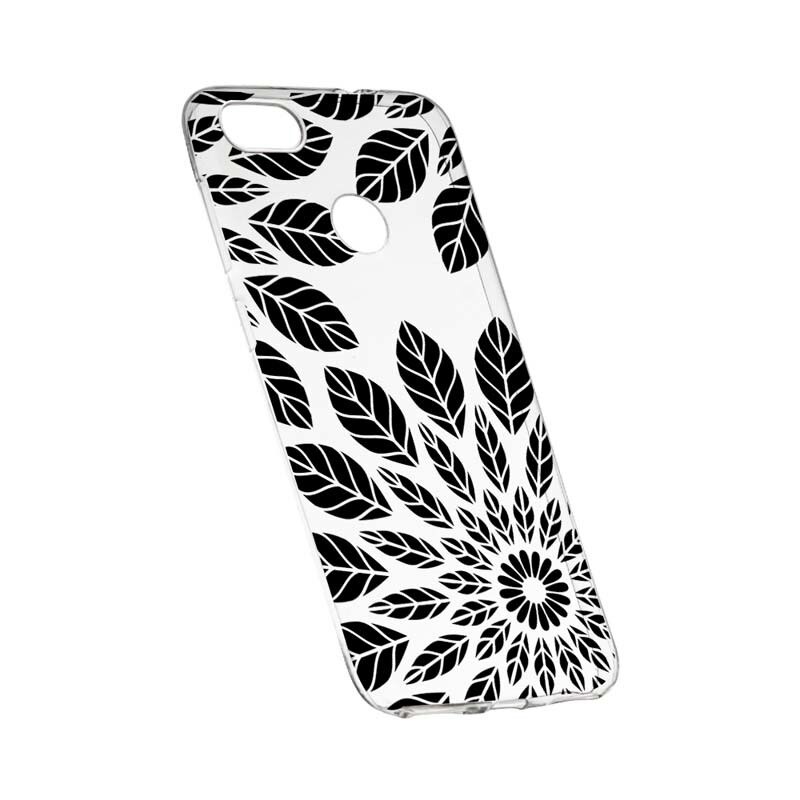 Husa Silicon, Transparent, Slim, Black Flower, Huawei Mate 9