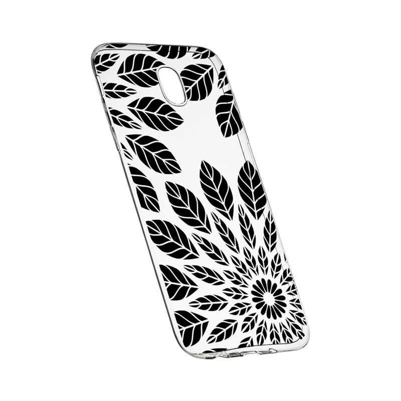 Husa Silicon, Transparent, Slim, Black Flower, Samsung Galaxy J5 2017