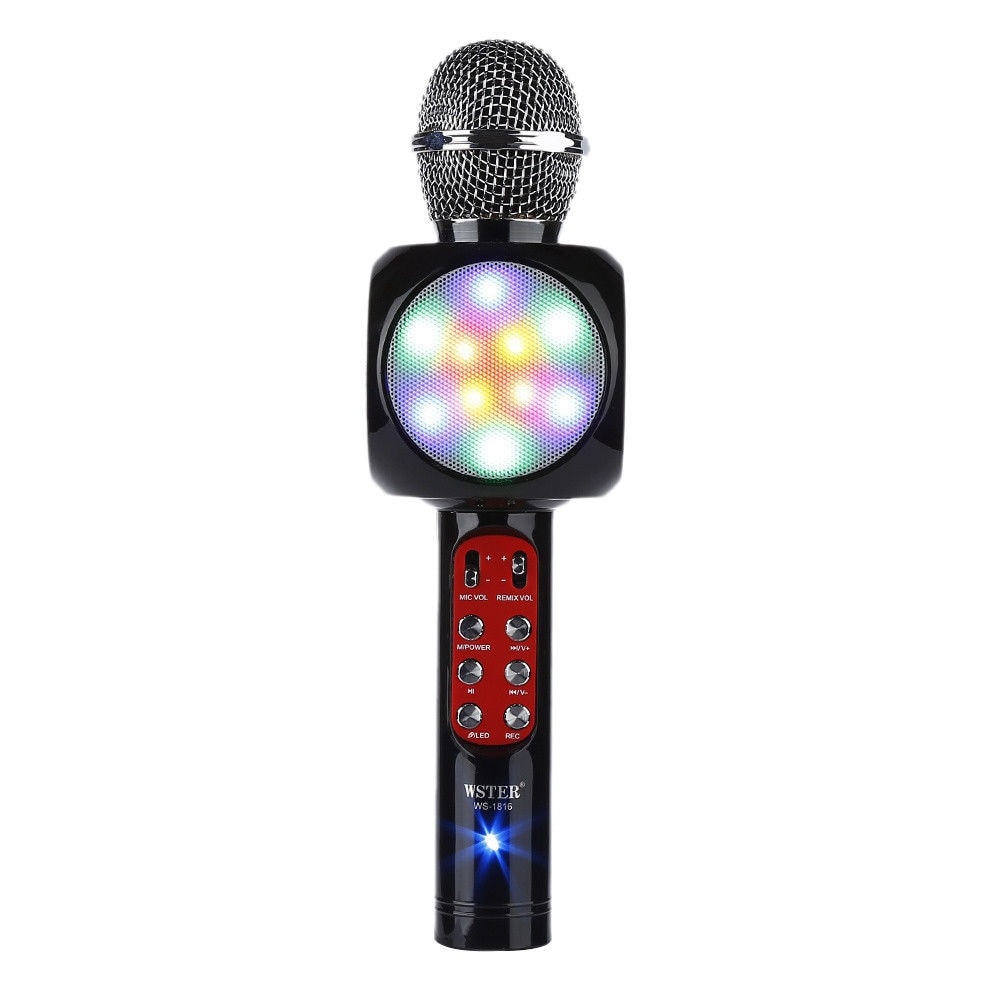 Microfon fara fir Wireless Sistem, suport Bluetooth 4.1, profesional cu boxe sistem Karaoke LED, Wister , Radio si Recorder M6 Deluxe
