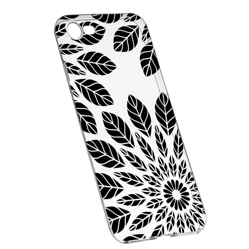 Husa Silicon, Transparent, Slim, Black Flower, Apple iPhone 6 / 6S