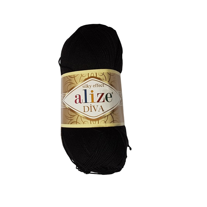 Set 5 bobine fire de tricotat si crosetat, Alize, Diva negru