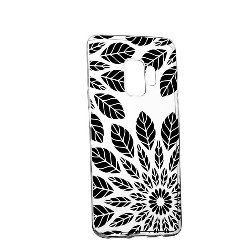 Husa Silicon, Transparent, Slim, Black Flower, Huawei MATE 9