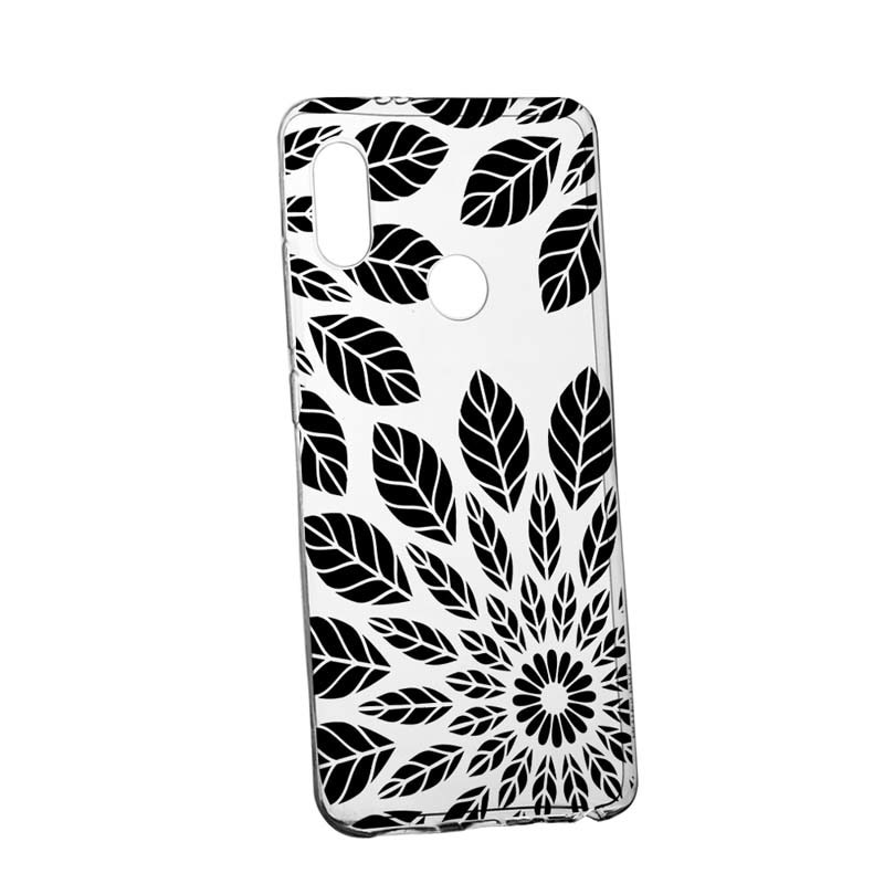 Husa Silicon, Transparent, Slim, Black Flower, Xiaomi Redmi MIX 2S