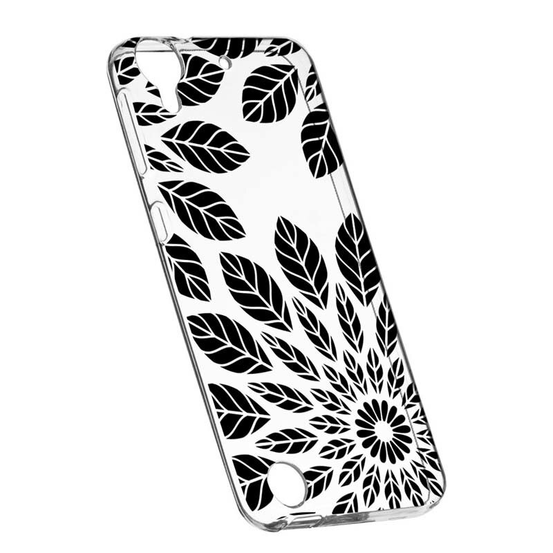 Husa Silicon, Transparent, Slim, Black Flower, HTC Desire 825