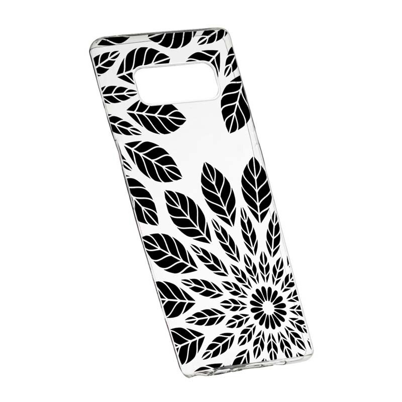 Husa Silicon, Transparent, Slim, Black Flower, Samsung Galaxy Note 8