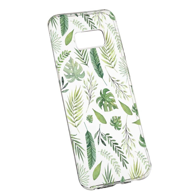 Husa Silicon, Transparent, Slim, Frunze, Samsung Galaxy S8