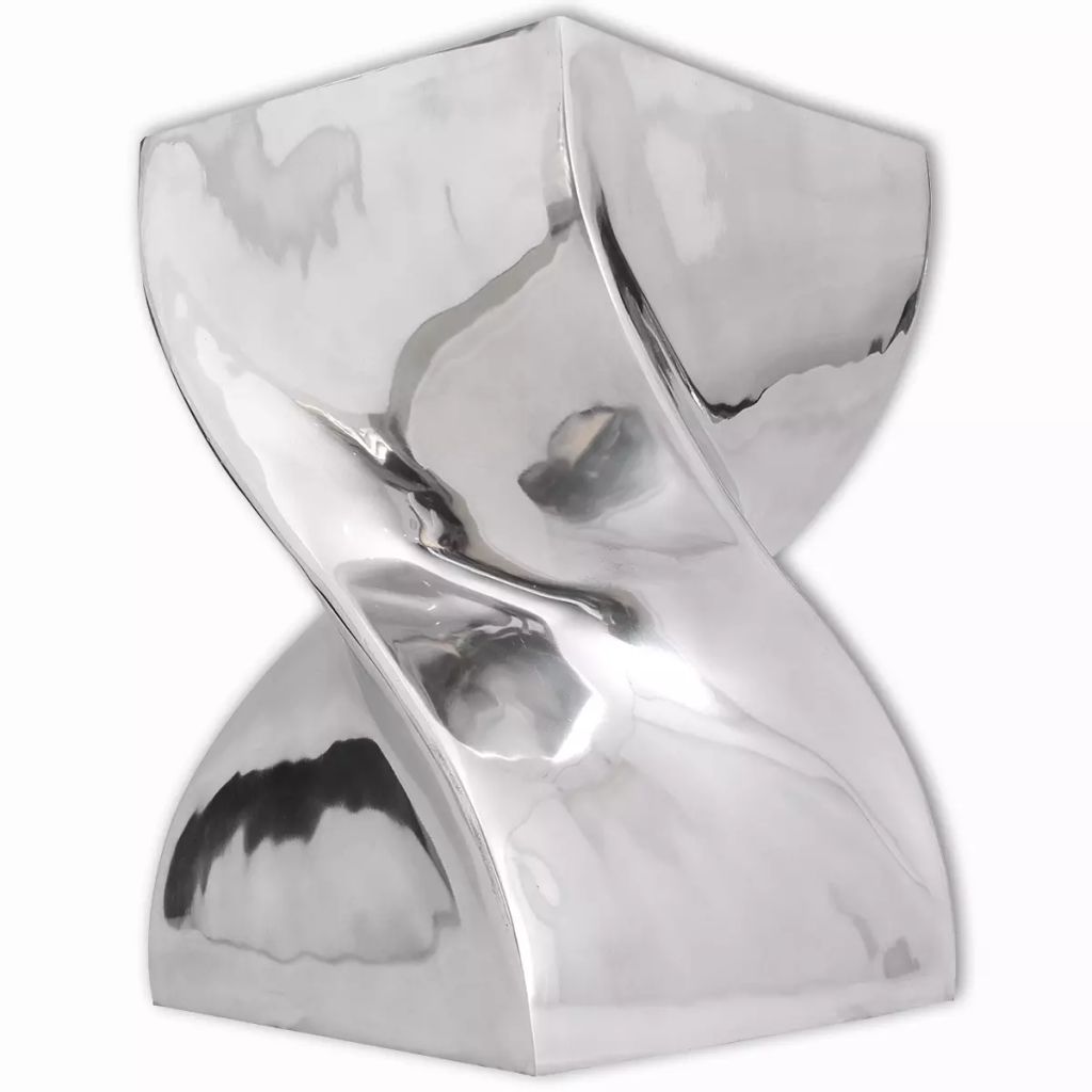 Scaun / Masa laterala cu forma rasucita, VidaXL, aluminiu, argintiu