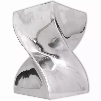 Scaun / Masa laterala cu forma rasucita, VidaXL, aluminiu, argintiu Scaun / Masa laterala cu forma rasucita, VidaXL, aluminiu, argintiu