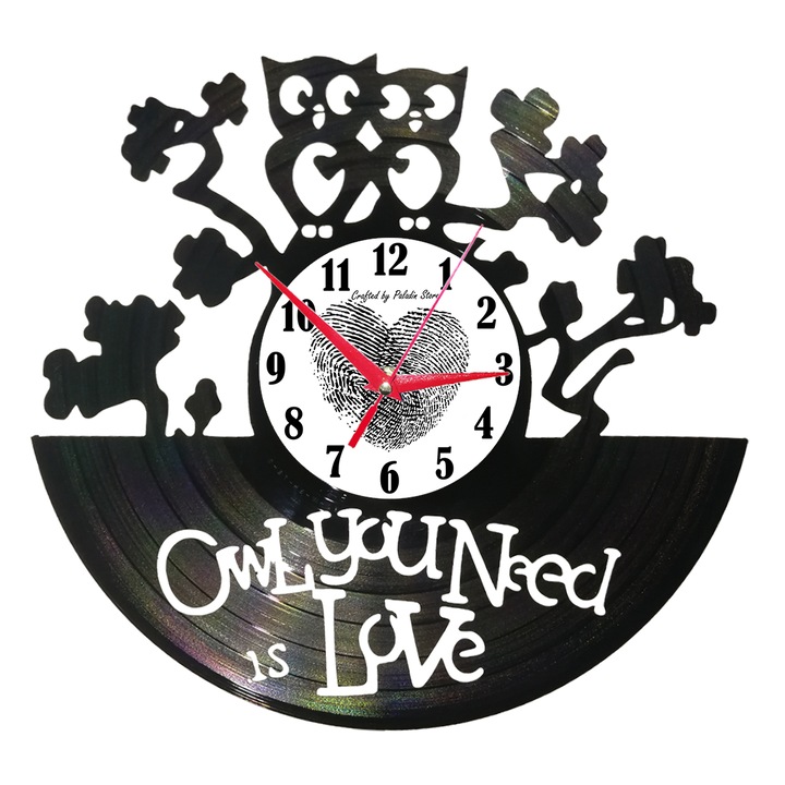 Ceas de perete disc vinil - OWL WE NEED IS LOVE