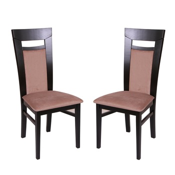 Set 2 scaune de bucatarie PORTOFINO, Lemn, Wenge/Aya nougat Set 2 scaune de bucatarie PORTOFINO, Lemn, Wenge/Aya nougat