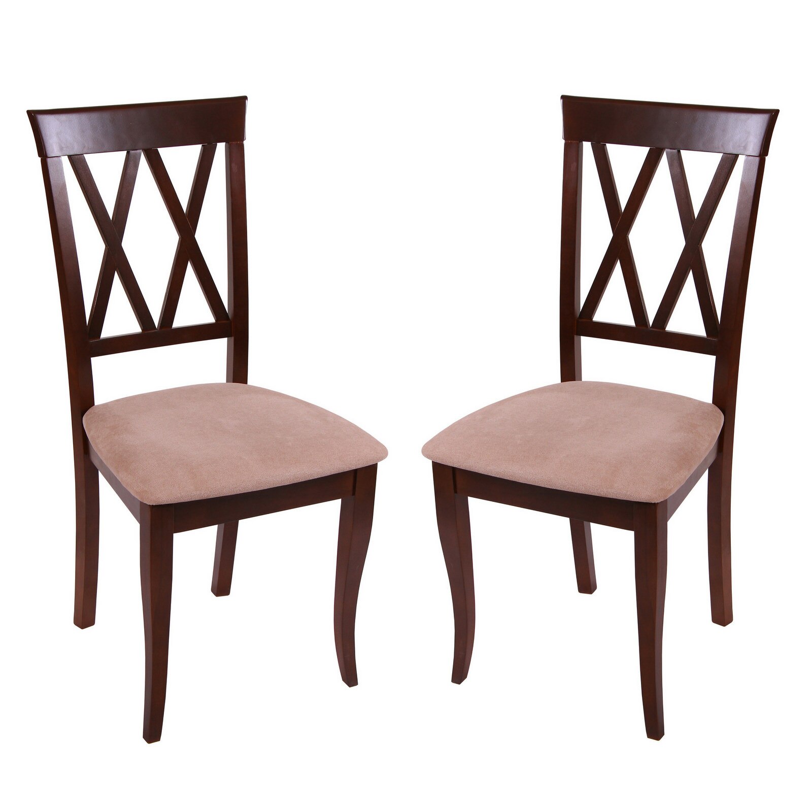 Set 2 scaune de bucatarie VENETIA, Lemn, Nut/Misty beige