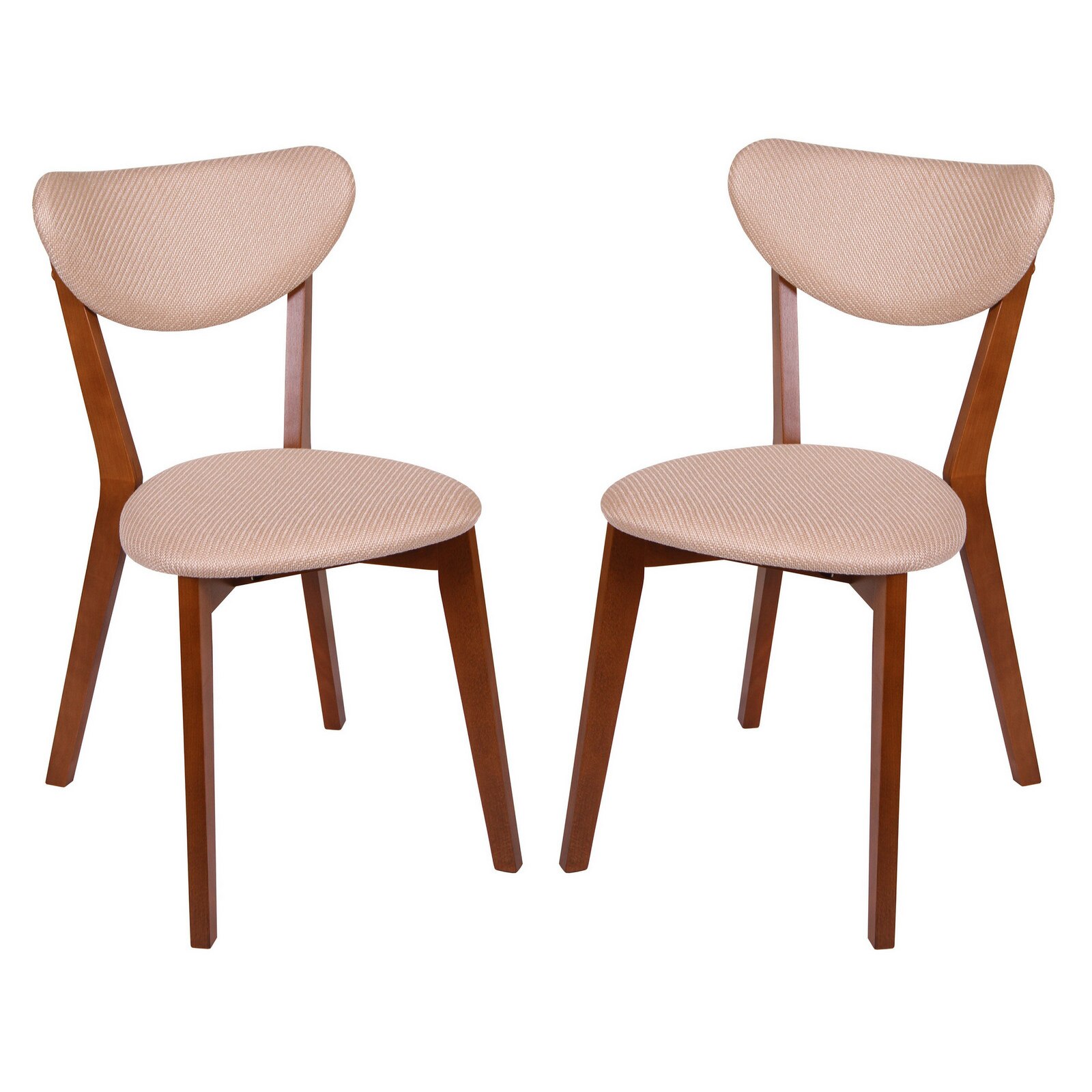 Set 2 scaune de bucatarie MODERN M, Lemn, Walnut/Brighton Beige