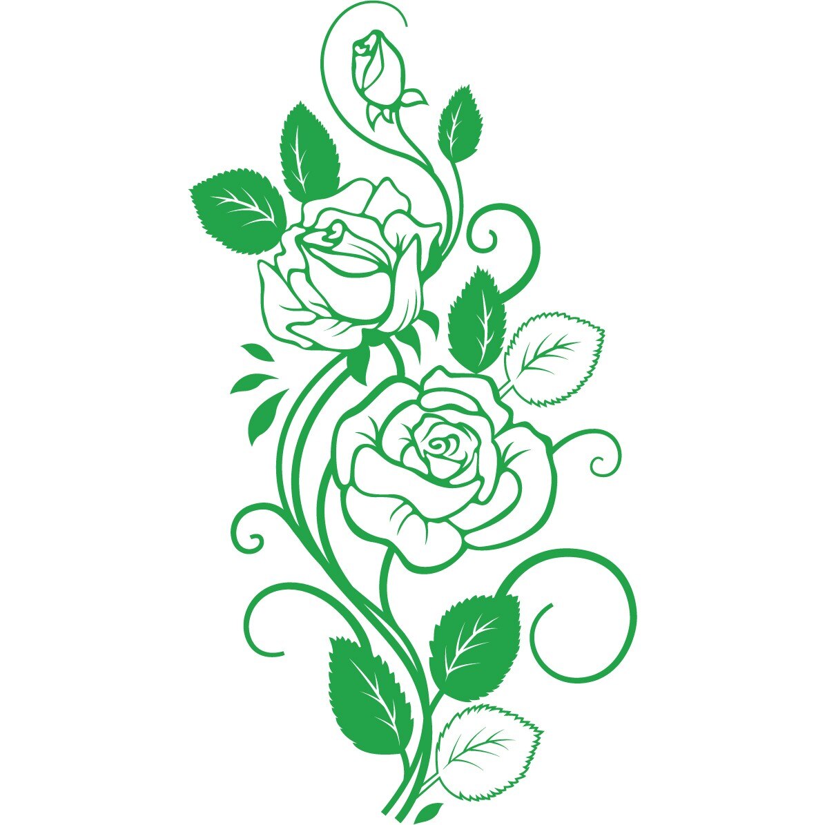 Buchet trandafiri - Sticker Decorativ - Verde - 98 x 180 cm
