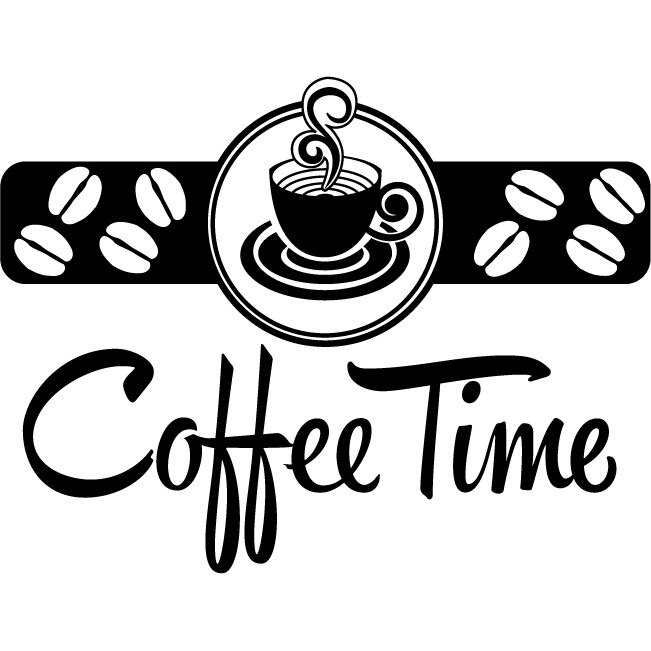 Coffee Time - Sticker Decorativ - Negru - 117 x 89 cm