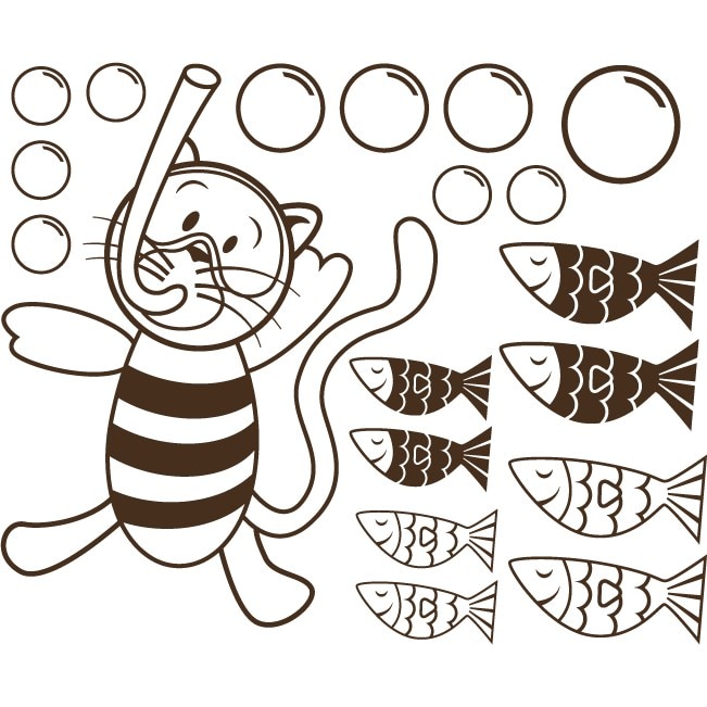 Pisica scafandru (pachet) - Sticker Decorativ - Choco - 145 x 119 cm