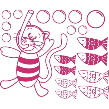 Pisica scafandru (pachet) - Sticker Decorativ - Magenta - 145 x 119 cm Pisica scafandru (pachet) - Sticker Decorativ - Magenta - 145 x 119 cm