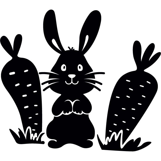 Animalute - iepuras - Sticker Decorativ - Negru - 102 x 89 cm