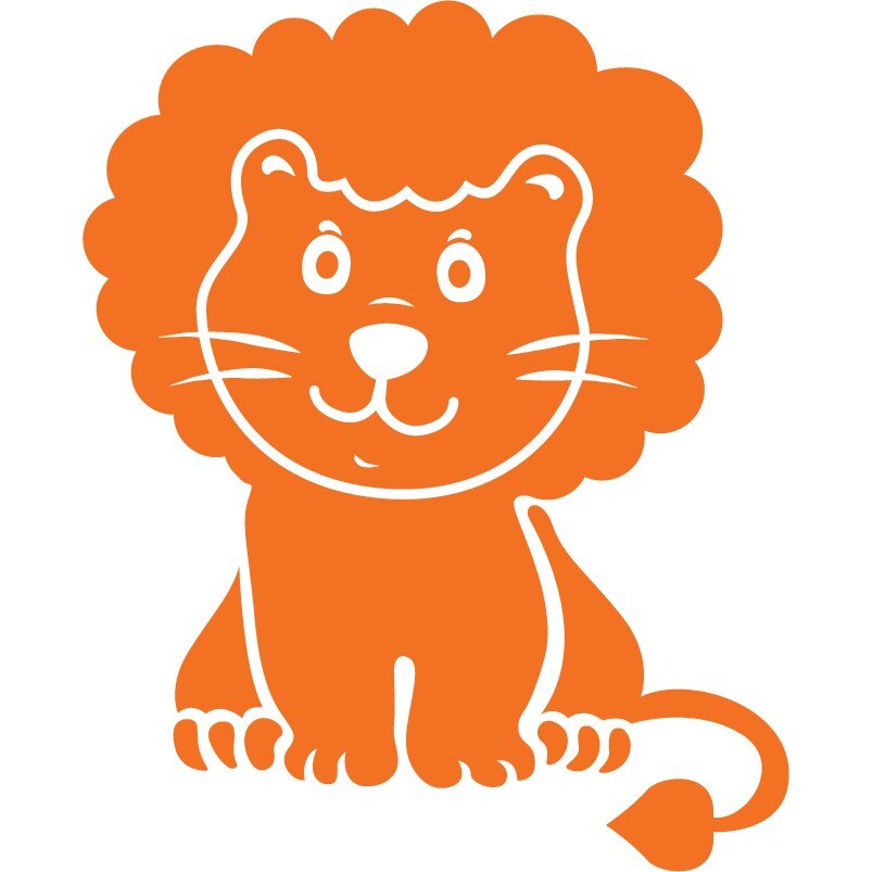 Animalute - leu - Sticker Decorativ - Portocaliu - 97 x 119 cm