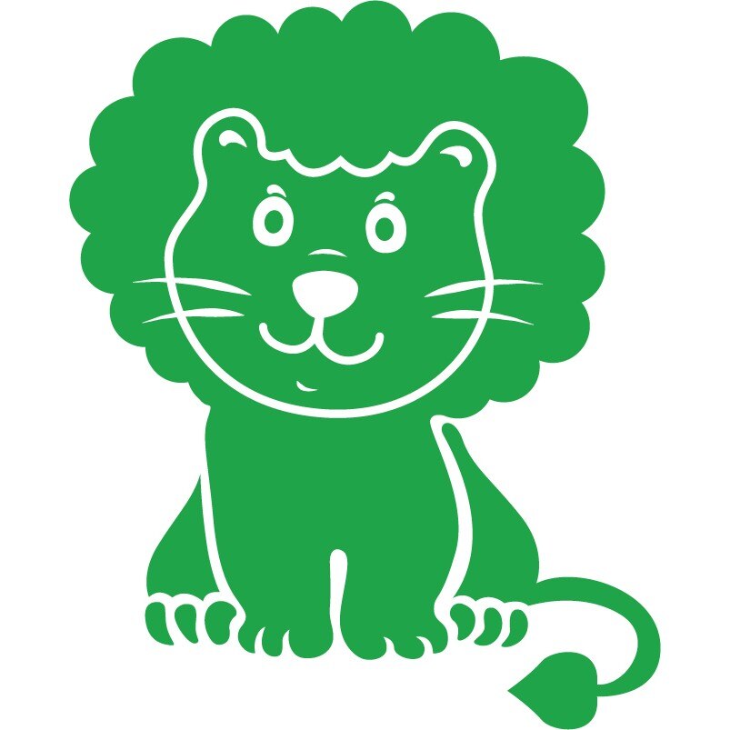 Animalute - leu - Sticker Decorativ - Verde - 73 x 89 cm