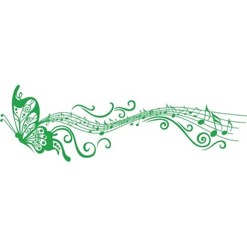Fluture muzical - Sticker Decorativ - Verde - 150 x 47 cm Fluture muzical - Sticker Decorativ - Verde - 150 x 47 cm