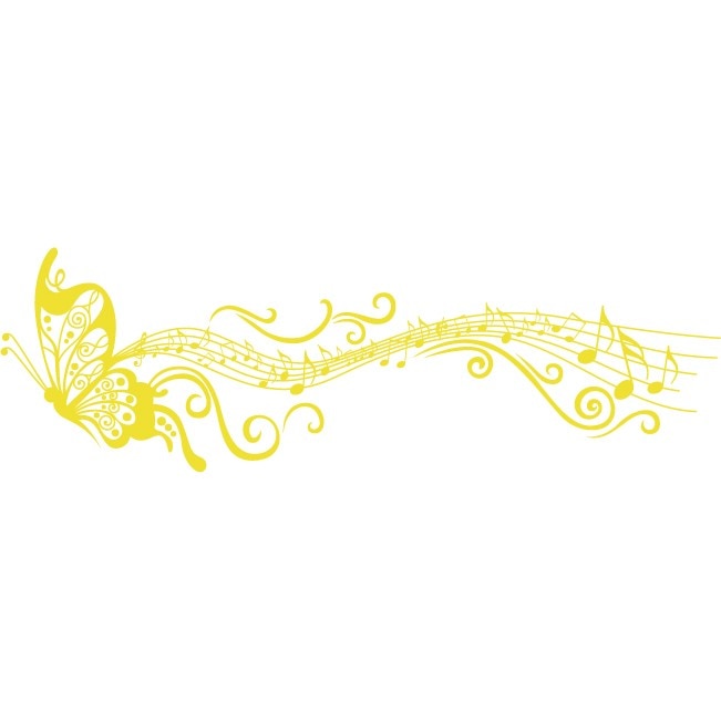 Fluture muzical - Sticker Decorativ - Lemon - 150 x 47 cm