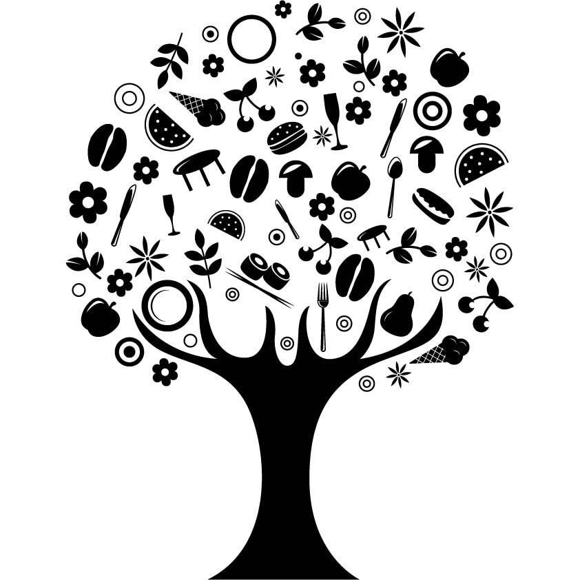 Copac culinar - Sticker Decorativ - Negru - 119 x 154 cm