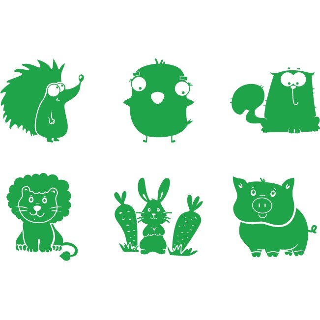 Animalute (pachet) - Sticker Decorativ - Verde - 736 x 119 cm