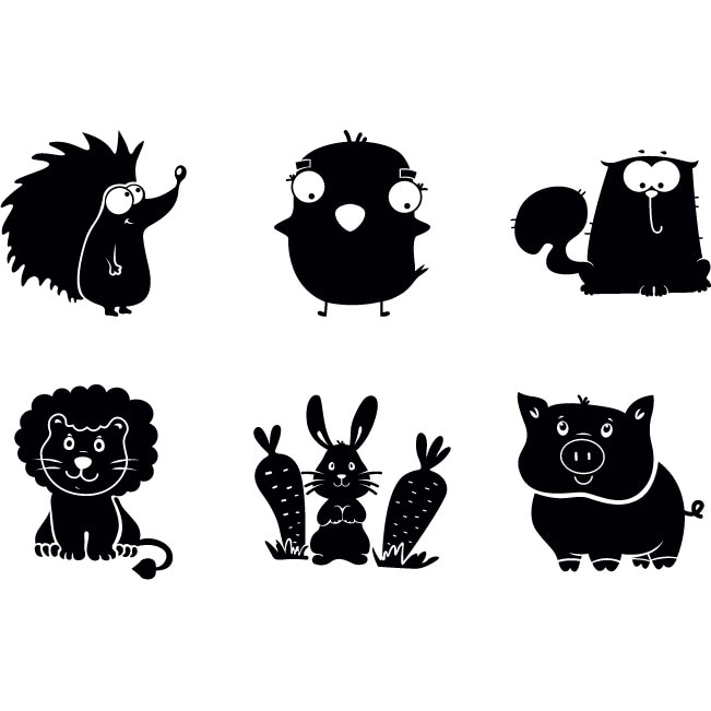 Animalute (pachet) - Sticker Decorativ - Negru - 736 x 119 cm