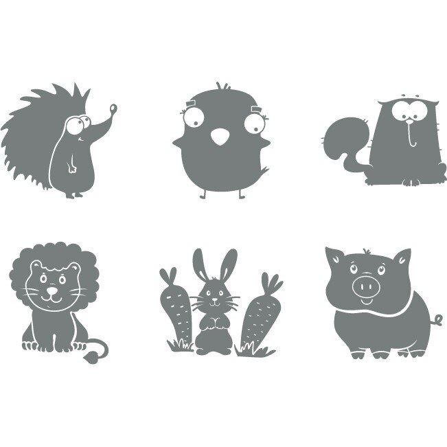Animalute (pachet) - Sticker Decorativ - Gri Metal - 736 x 119 cm
