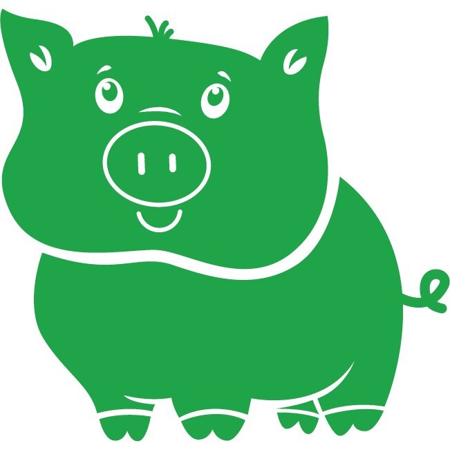 Animalute - purcelus - Sticker Decorativ - Verde - 95 x 89 cm