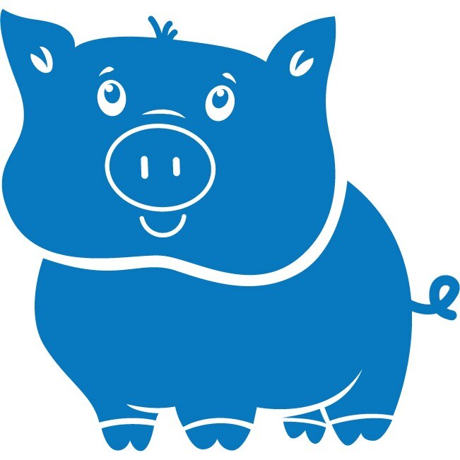 Animalute - purcelus - Sticker Decorativ - Albastru - 126 x 119 cm