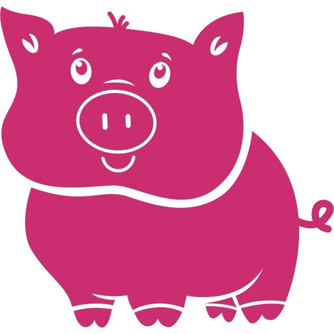 Animalute - purcelus - Sticker Decorativ - Magenta - 95 x 89 cm