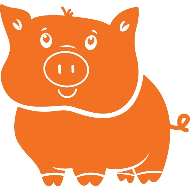 Animalute - purcelus - Sticker Decorativ - Portocaliu - 95 x 89 cm