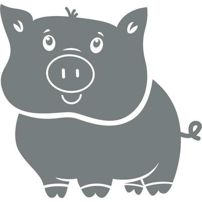 Animalute - purcelus - Sticker Decorativ - Gri Metal - 95 x 89 cm