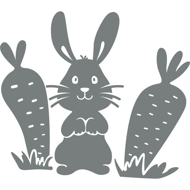 Animalute - iepuras - Sticker Decorativ - Gri Metal - 135 x 119 cm