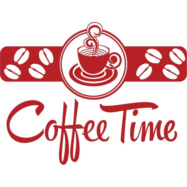 Coffee Time - Sticker Decorativ - Rosu Cardinal - 117 x 89 cm